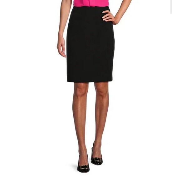 Kasper Pencil‎ Skirt Business Black Knee Length Size 12 Zip Up and Slit - Picture 1 of 7